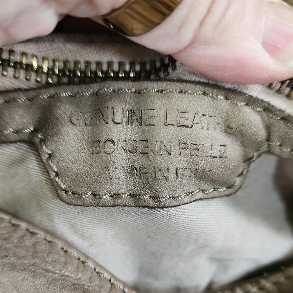 Borse In Pelle Leather Beige Shoulder Bag Made In ITALY